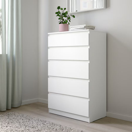 KULLEN Chest of 5 drawers, white, 70x112 cm